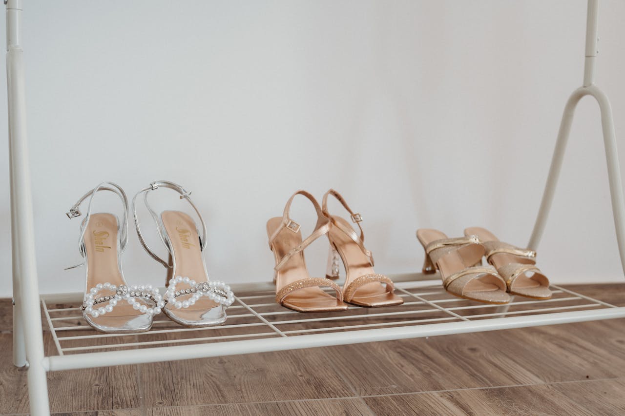 A stylish display of elegant women's heels showcasing glitz and glamour.