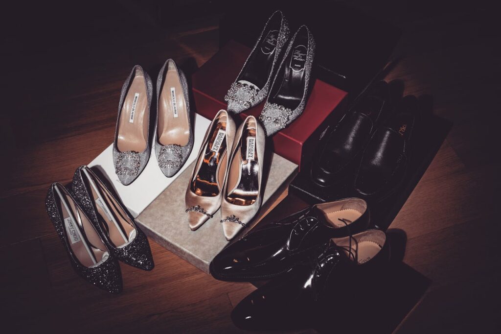 Chic display of designer high heels and formal shoes in Minhang Qu, Shanghai.